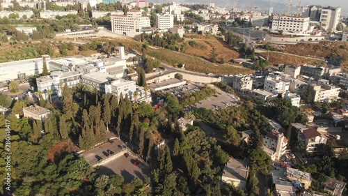 Arabic city of Nazareth in northern Gallilee, Israel. View from the drone. photo