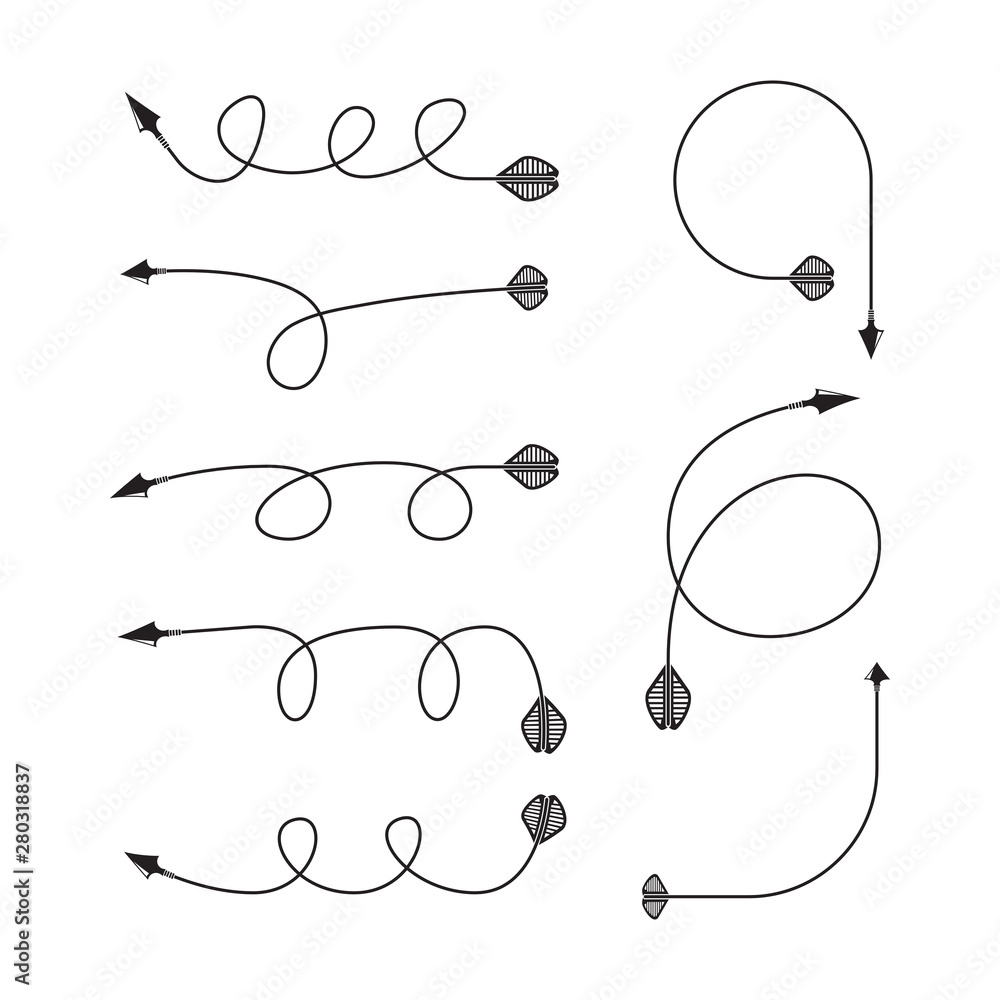 thin line arrows and bows set