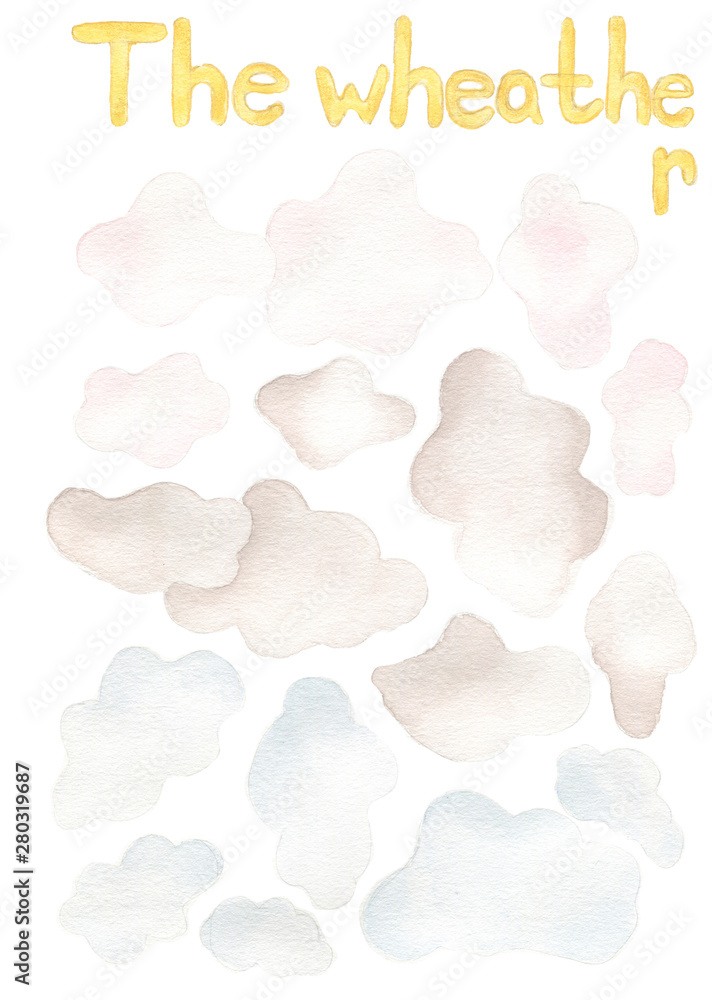 handdrawn watercolor illustration. the weather set. objects describing types of weather. handdrawn watercolor illustration. the weather set. objects describing types of weather.