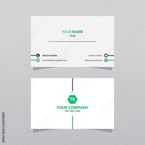 Modern green bussines card template. Elegant element composition design with clean concept.