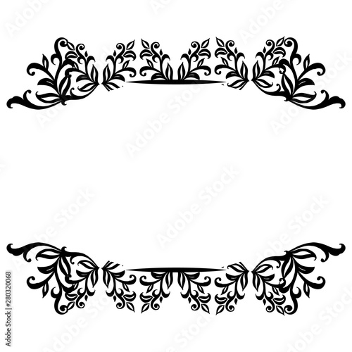 Design element isolated on white background, with drawing of floral frame, design of various card. Vector