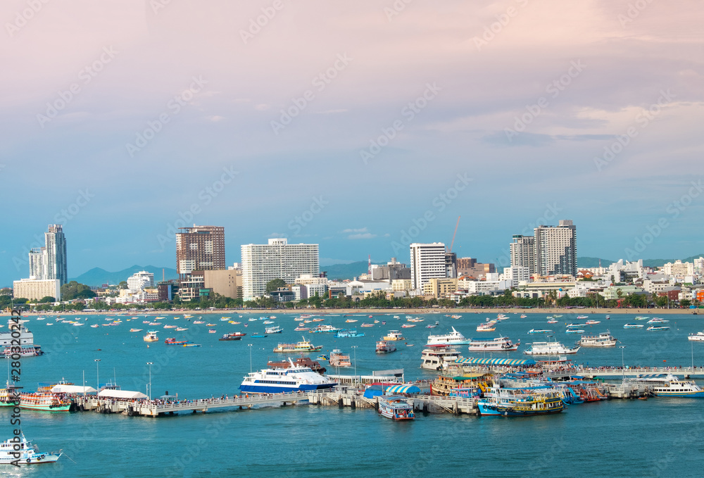 Pattaya city scape beautiful bay view.