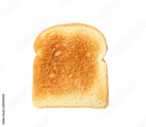 Slice of toasted wheat bread isolated on white, top view