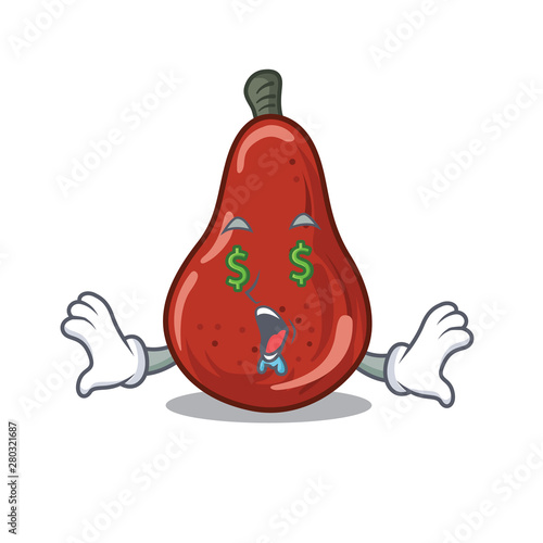 Money eye red pears put into cartoon fridge