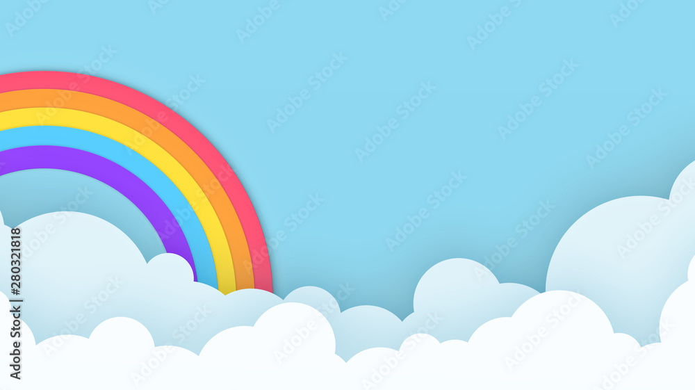 Abstract kawaii Colorful Sky rainbow background. Soft gradient pastel Comic graphic. Concept for children and kindergartens or presentation