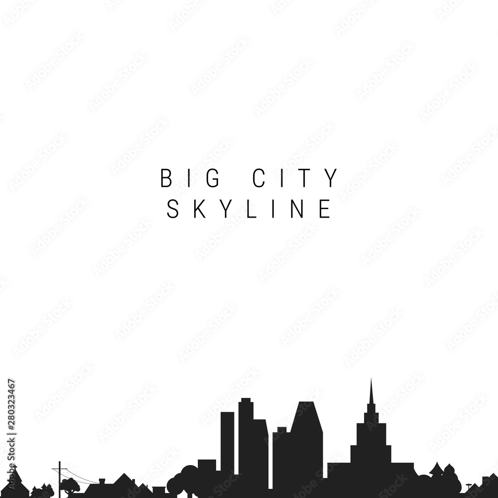 Big City Skyline Silhouette. Vector Illustration