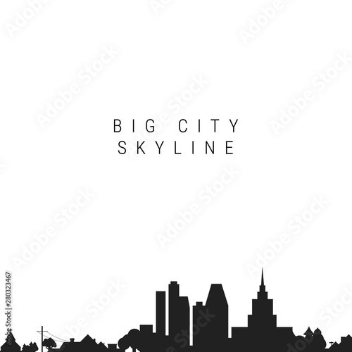 Big City Skyline Silhouette. Vector Illustration