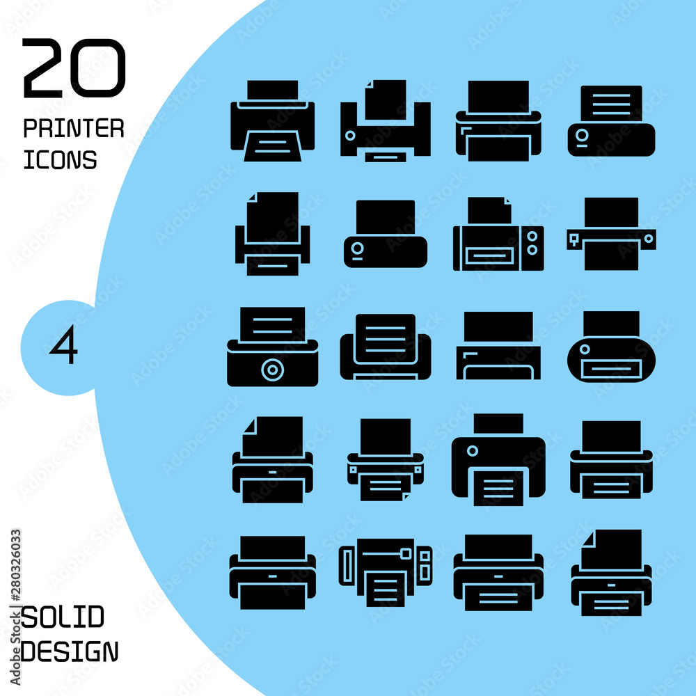 printer and fax icons set 