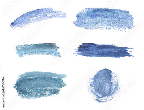 Blue brush stroke watercolor texture. Abstract watercolor washes. Trendy background for banner, flyer, poster, save the date, greeting, wedding invitation