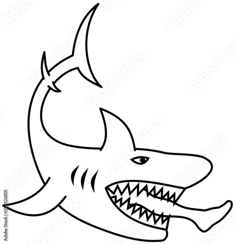 A dangerous shark eating a man's leg for coloring
