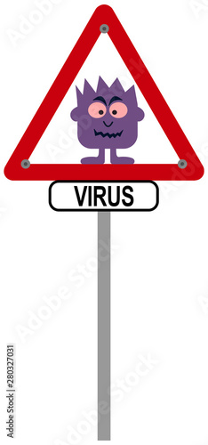 a virus infection with bacteria in the red danger sign