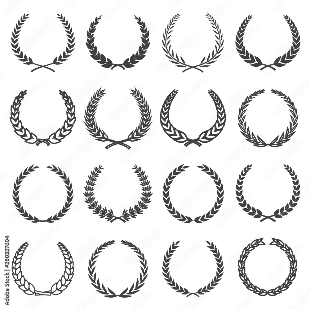 Obraz premium set of laurel wreaths vector silhouette