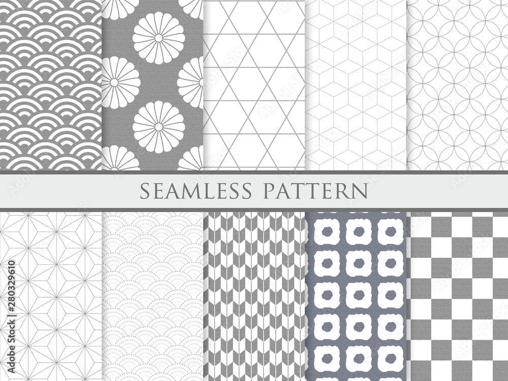 和柄背景セット モノクロ Stock ベクター Adobe Stock 和柄背景セット モノクロ Stock ベクター Adobe Stock