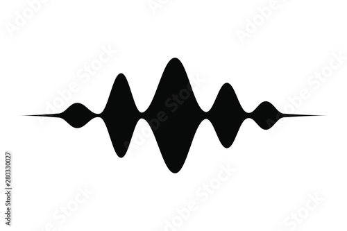 Black sound wave isolated on white background. 