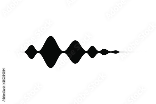 Black sound wave isolated on white background. 