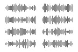 Sound / audio wave or soundwave line art for music apps and websites. Black and white vector illustration isolated on white background