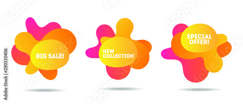 Modern liquid color badges set. Bright summer template for sale banners with trendy minimal design M  Автор: M