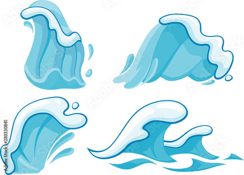 Water Wave Cartoon Set