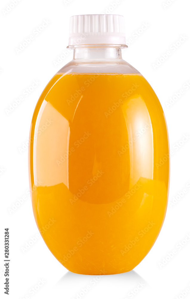 The Plastic bottle of orange juice isolated on white background The Plastic bottle of orange juice isolated on white background