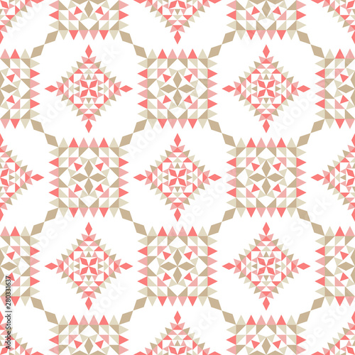 Ethnic boho seamless pattern. Lace. Embroidery on fabric. Patchwork texture. Weaving. Traditional ornament. Tribal pattern. Folk motif. Can be used for wallpaper, textile, wrapping, web.