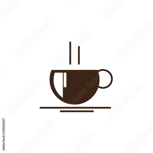 Coffee cup with smoke. Vector Illustration icon. Flat Style. Design for Cafeteria Posters and Banners Cards