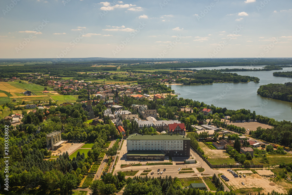 View from tower at the basilica in Stary Lichen, Wielkopolskie, Poland
