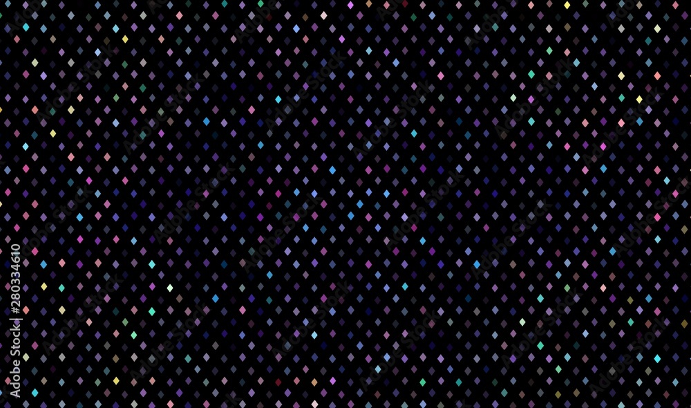 Small multicolor hologram crystals abstrac pattern on black background. 
