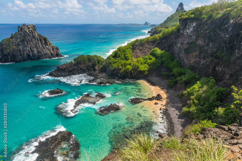 Stunning view of one of the most beautiful places in the world, Baía Porcos in Fernando de Noronha