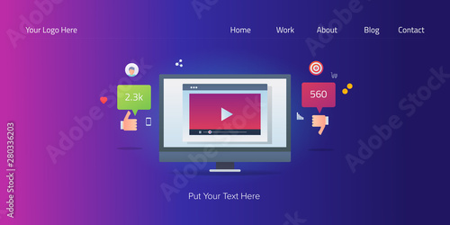 Video marketing campaign, viewers voted for video popularity, engaging audience with video content on social media, web banner concept.