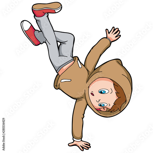 cartoon hip hop young boy breakdance extreme style