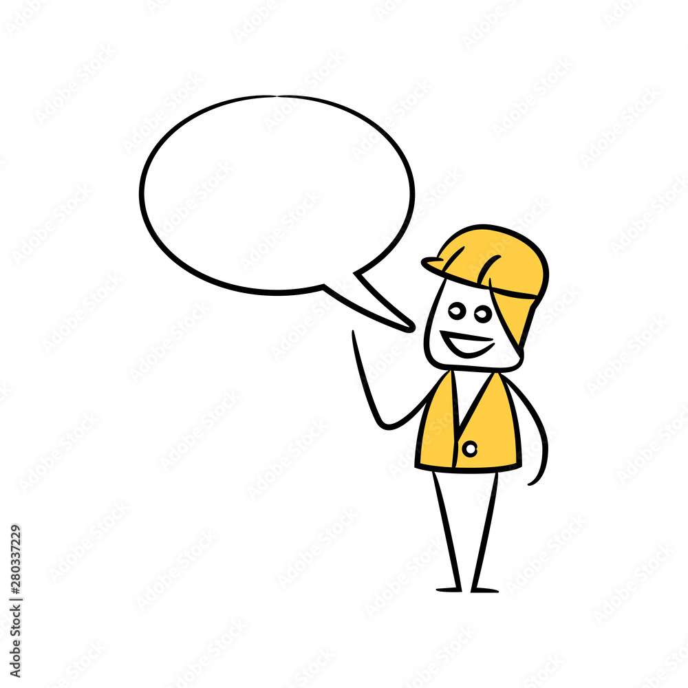 engineer with speech bubble yellow stick figure theme engineer with speech bubble yellow stick figure theme