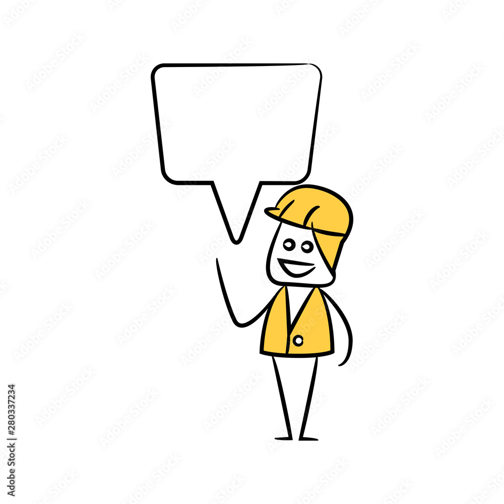 engineer with speech bubble yellow stick figure theme engineer with speech bubble yellow stick figure theme