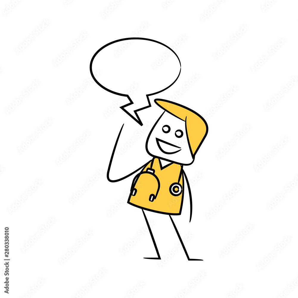 doctor, physician with speech bubble in stick figure theme doctor, physician with speech bubble in stick figure theme