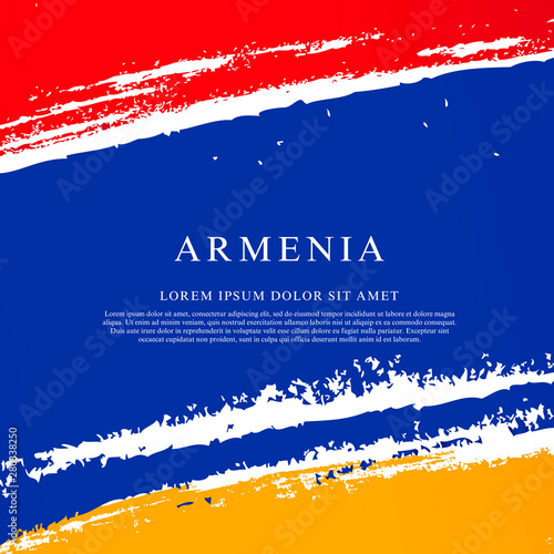 Flag of Armenia. Brush strokes drawn by hand. Independence Day.