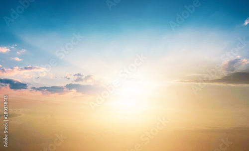 World Tourism Day concept: Scenic of orange sunrise sky background