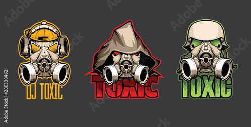 Set of three bio masks with the inscription Toxic