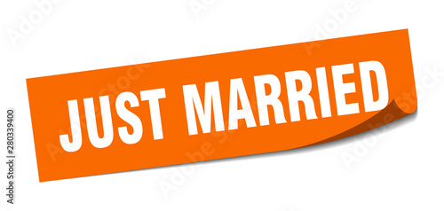 just married sticker. just married square isolated sign. just married