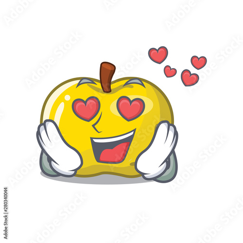 In love yellow apple isolated with the mascot