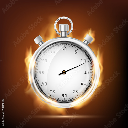 Sports chronometer with an arrow burning in the flame.