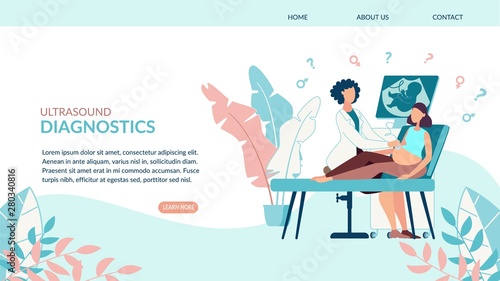 Advertising Poster Ultrasound Diagnostics Flat. 