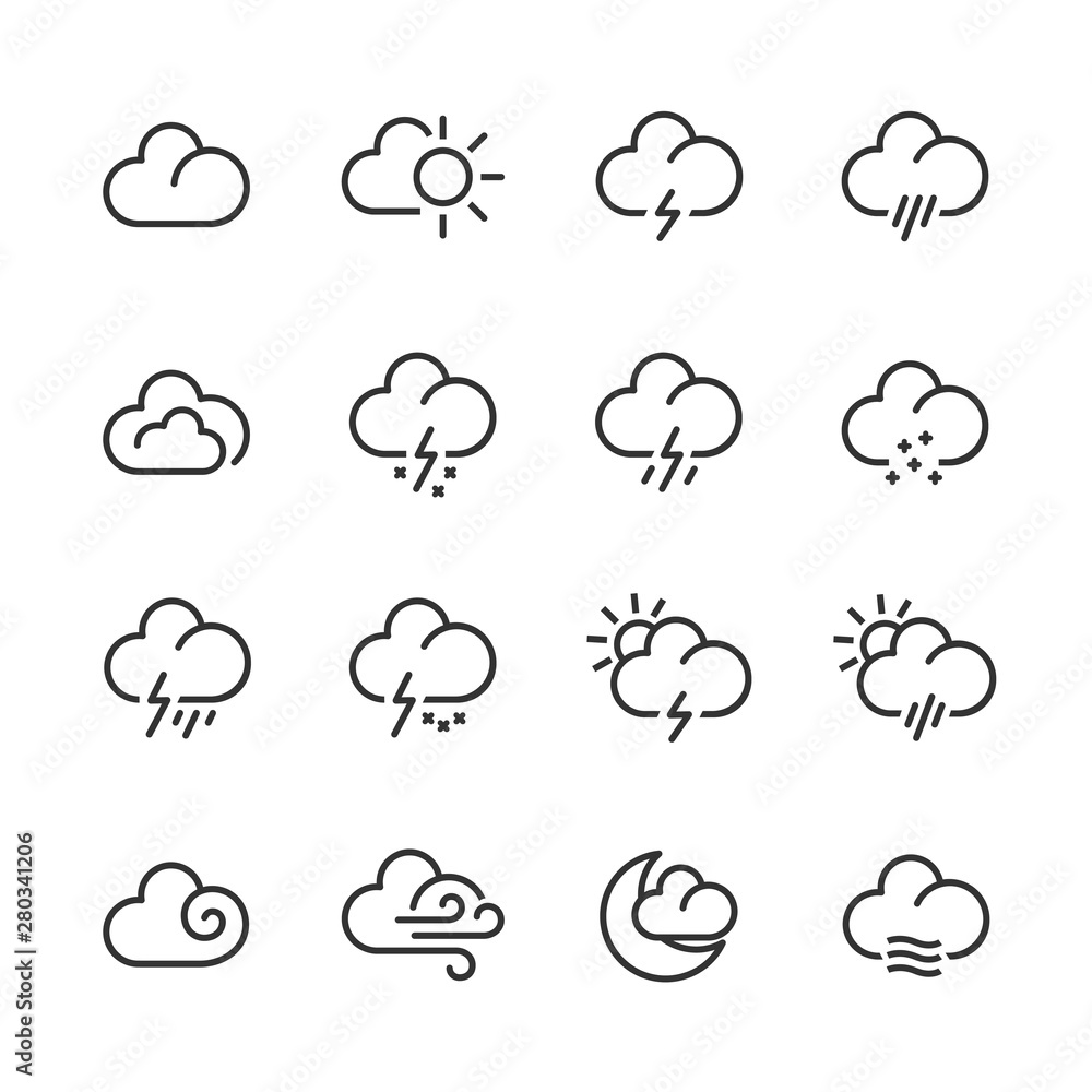 Obraz premium weather ui vector line icons set