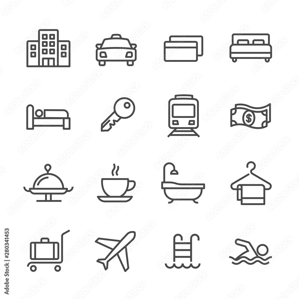 hotel related vector line icons set hotel related vector line icons set
