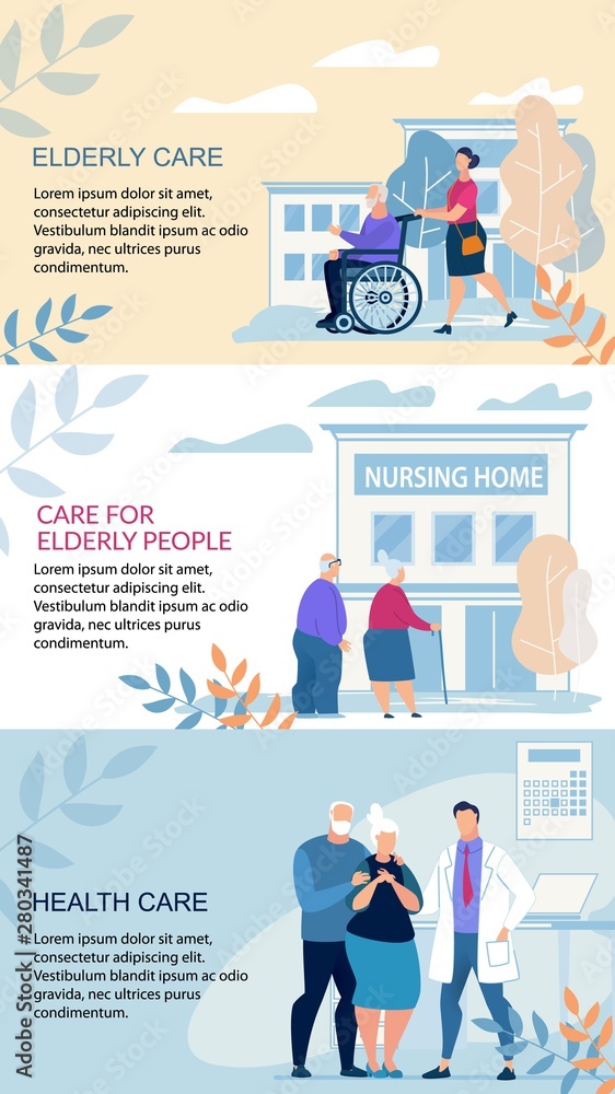 Informative Poster Inscription Elderly Care Flat.