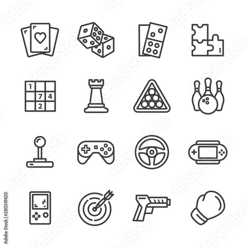 leisure and game vector line icon set photo