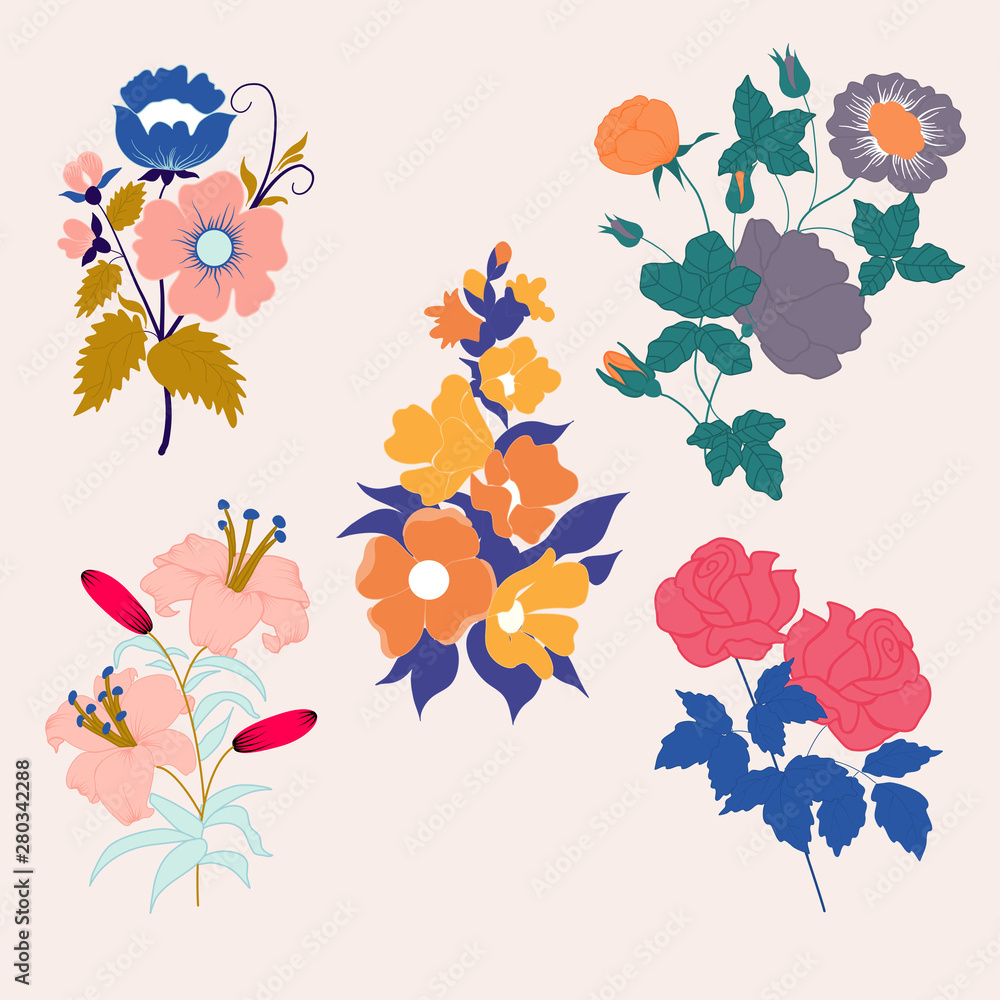 Obraz premium Beautiful flower composition, vector elements