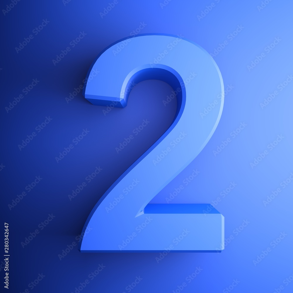 Blue number 2 square icon - 3D rendering illustration Blue number 2 square icon - 3D rendering illustration