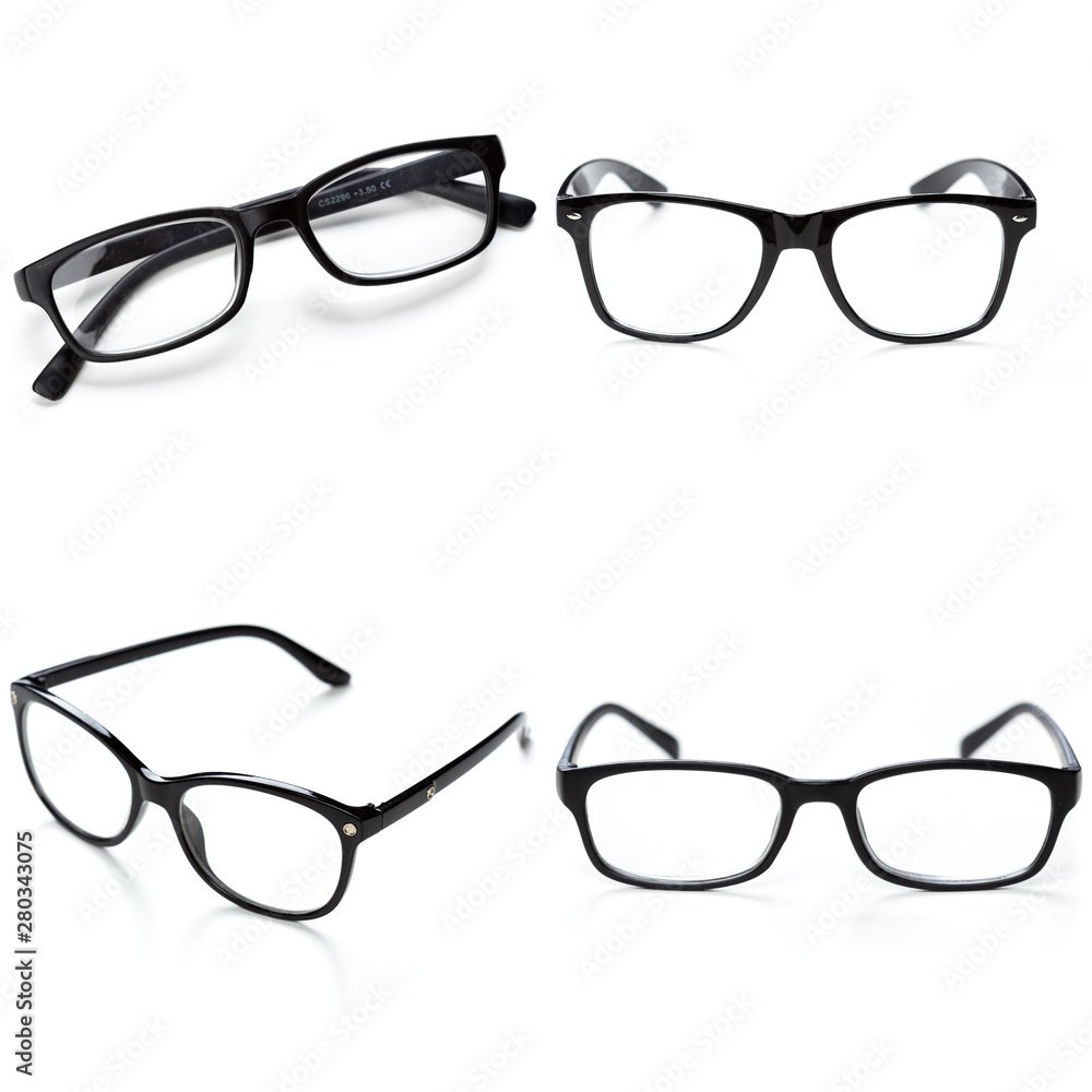 Set of sunglasses isolated on white background