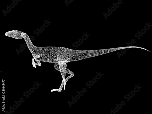  raptor  dinosaurs  ,3d rendering wire frame © Suwatchai