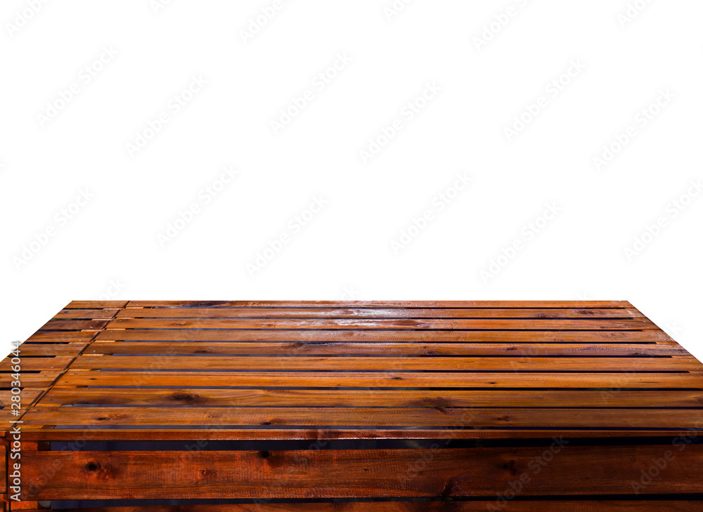 Wood table top isolated on white background - can be used for display or montage your products Wood table top isolated on white background - can be used for display or montage your products