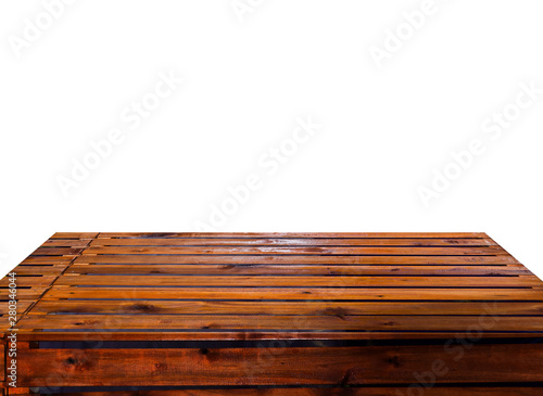 Wood table top isolated on white background - can be used for display or montage your products